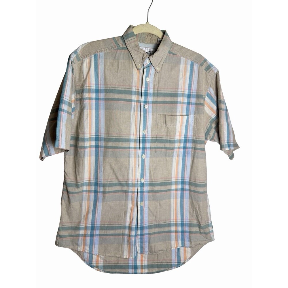 VTG Levi's Mens Medium Made In USA 70s 80s Plaid Short Sleeve Button Down Shirt
